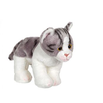 Chat Floppikitty - gris et blanc 22 cm 1