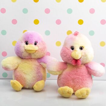 Peluche basse cour colorée 15 cm - poule 3