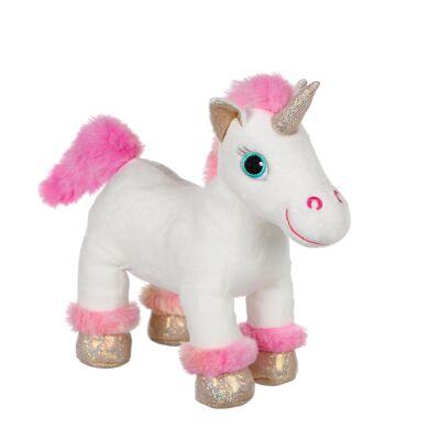 Peluche Lica Bella suono, bianco e rosa 22 cm