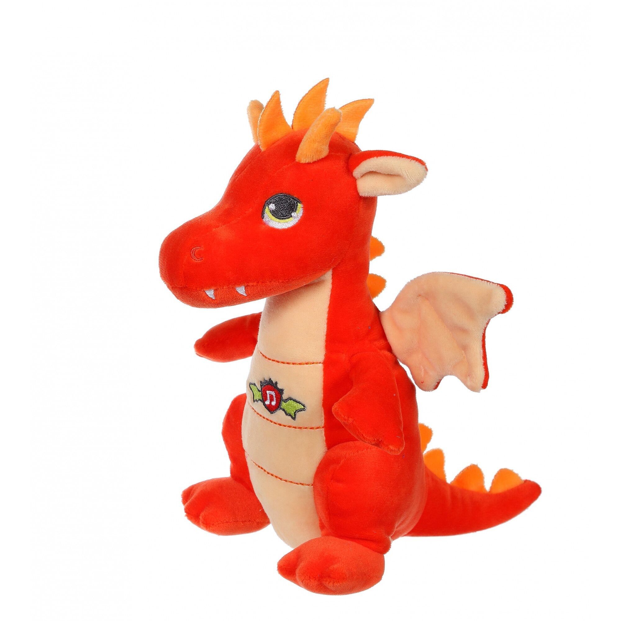 Drago sonoro, arancione 17 cm