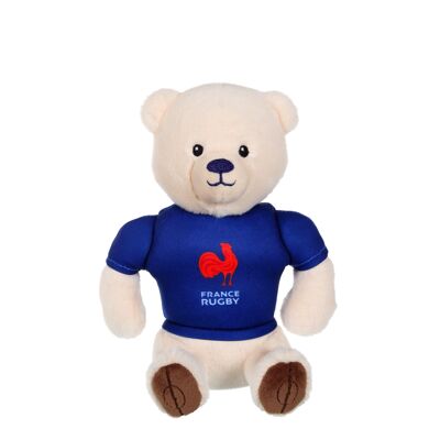 Oso de Peluche Federación Francesa de Rugby (FFR) - Peluche con Licencia Oficial - 15 cm Sentado