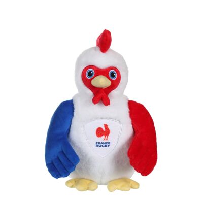 Peluche Gallo Sonoro - Federación Francesa de Rugby (FFR) - Peluche con Licencia Oficial - 24 cm sentado