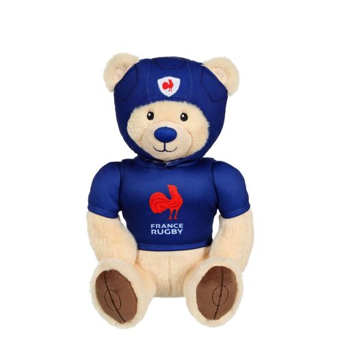 Peluche Ours Fédération Française de Rugby (FFR) - Peluche Officielle Sous Licence - 24 cm assis