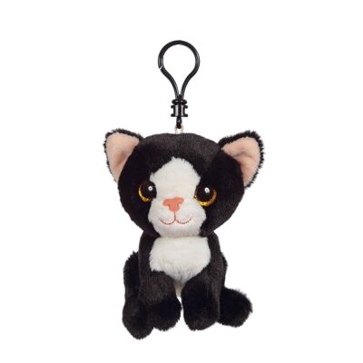 Schwarz-weißer Katzen-Schlüsselanhänger – 12 cm