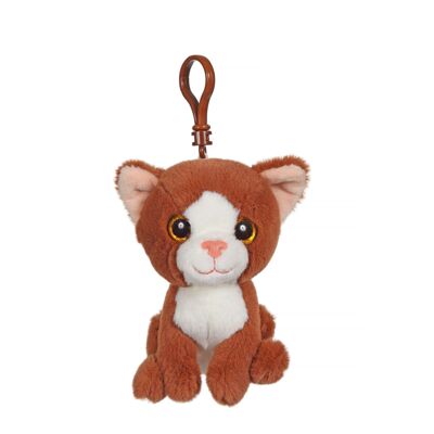 Braun-weißer Katzen-Schlüsselanhänger – 12 cm