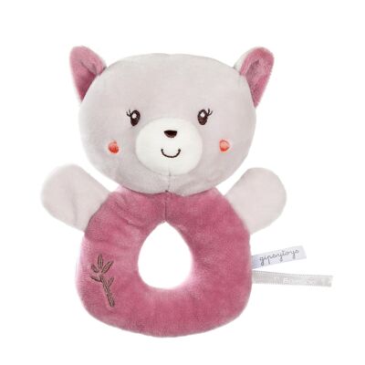 Hochet "Bamboo" Chat - 14 cm s/carte