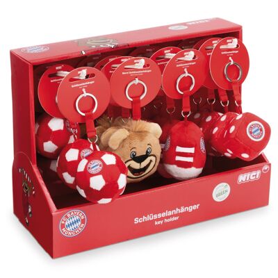 Assortimento di portachiavi FC BAYERN MUNICH 7 cm, 4 motivi 16 pezzi nell'espositore VERDE