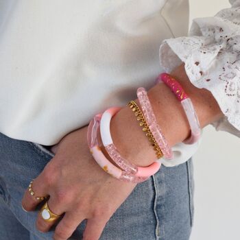 Bracelets joncs tons roses clairs 10