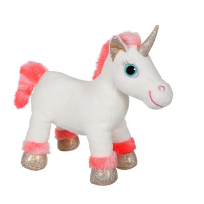 Peluche Lica Bella sonido, blanco y rosa coral 22 cm