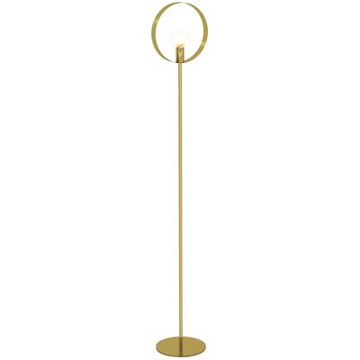 HOMCOM Lampada da terra da soggiorno Lampada da terra a LED fino a 40W design in stile art deco anello in metallo dorato - 28 x 25 x 160 cm oro