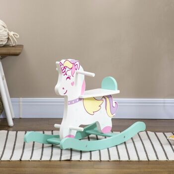 AIYAPLAY Licorne à bascule cheval à bascule pour enfants de 1 à 3 ans avec poignées repose-pied butées 2