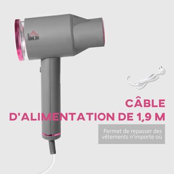 HOMCOM Défroisseur vapeur vertical prêt en 30s réservoir 160 ml Défroisseur à main de voyage 1520 W - portable et léger 4