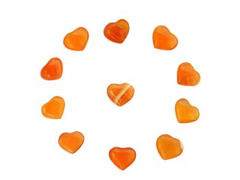 Lot de 10 pièces de cristal de cœur sculpté en calcite de miel (25mm - 30mm) 5