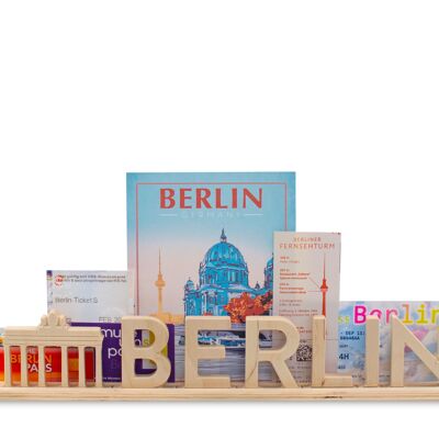 Berlín, souvenir estándar con letras de madera y puerta de Brandeburgo: se puede personalizar con fotos y entradas