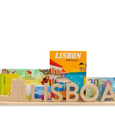 Lisboa, Portacartas de madera souvenir con Torre de Belém: personalizable con fotos y entradas