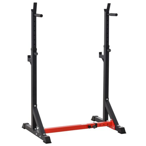 HOMCOM Support pour haltères support de squat barres de support hauteur règlable manivelle à barre parallèle gymnase à la maison acier 77-122 x 73 x 121-171 cm rouge noir