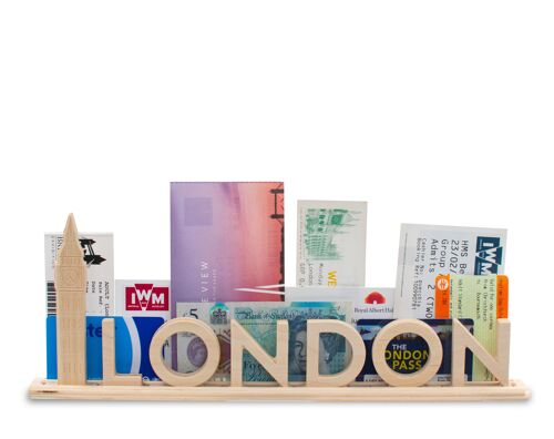 London, Wooden Letter Stand Souvenir with Big Ben: can be personalized with photos and tickets