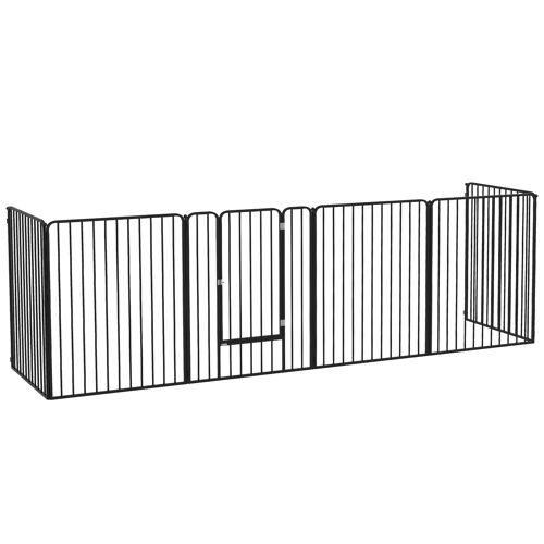 PawHut Parc enclos pour chien modulable acier époxy 6 panneaux avec porte - intérieur ou extérieur - hauteur 100 cm, pour petits, moyens et grands chiens