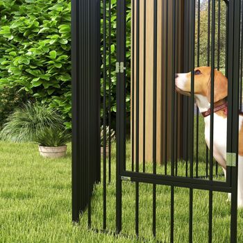 PawHut Parc enclos pour chien modulable acier époxy 6 panneaux avec porte - intérieur ou extérieur - hauteur 100 cm, pour petits, moyens et grands chiens 9