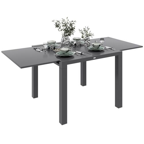 Outsunny Table Extensible de Jardin table à manger extérieur Grande Taille dim. dépliées 160L x 80l x 75H cm Aluminium Gris anthracite