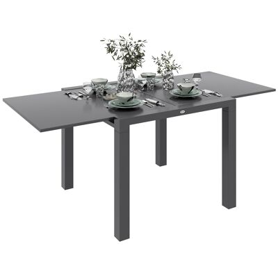 Mesa de Jardín Extensible Outsunny mesa de comedor exterior Tamaño Grande tenue. desplegado 160 largo x 80 ancho x 75 alto cm Aluminio gris antracita