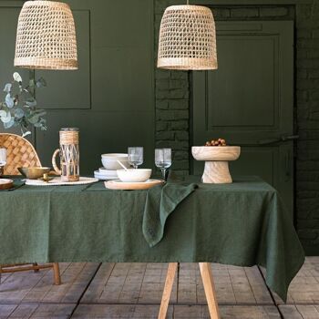 serviettes de table vert anglais fabriquée en France 100% lin 2