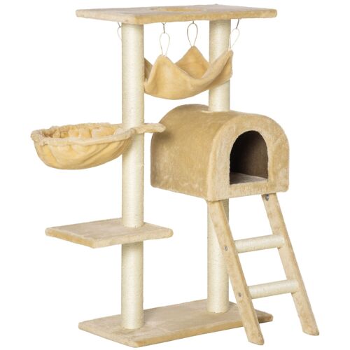 PawHut Arbre à chat griffoir arbre à grimper tour de jeu stable à plusieurs niveaux centre d'activités hauteur 98 cm beige