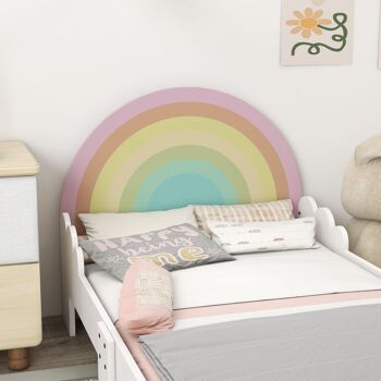 ZONEKIZ Lit pour enfants de 3 à 6 ans 143 x 74 x 66 cm design arc-en-ciel - sommier à lattes inclus, rose, chambre moderne 8