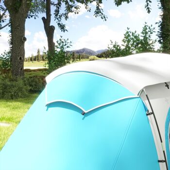 Outsunny Tente de camping familiale 3-4 personnes avec 2 chambres  - 4 portes et 4 fenêtres, sac de transport, étanche, dim. 460L x 220l x 175H cm 9