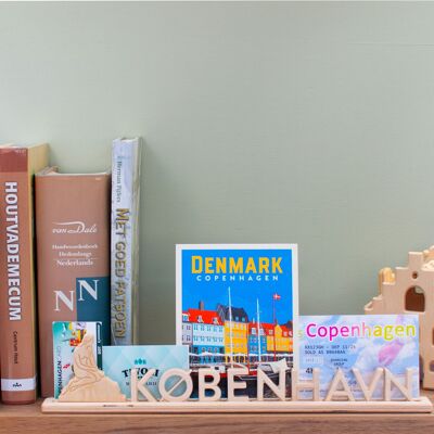 København, Portalettere in legno Ricordo con la sirenetta: personalizzabile con foto e biglietti