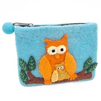 Sac en feutre hibou avec enfant, menthe, 15 x 12 cm, midi 1