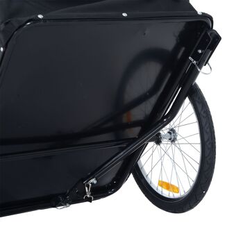 HOMCOM Remorque à vélo cargo, châssis en acier, charge max. 40 kg, avec couvercle amovible et attelage, chariot de transport, bagage à vélo, 140 x 77 x 65 cm 8