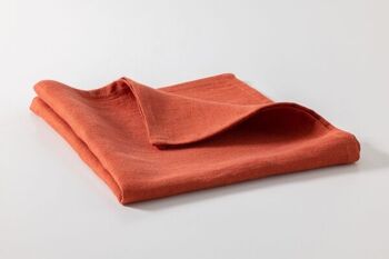serviettes de table rouge corail fabriquée en France 100% lin 1