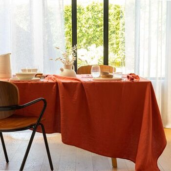 serviettes de table rouge corail fabriquée en France 100% lin 4