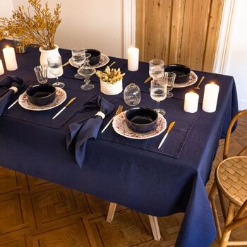 serviettes de table bleu marine fabriquée en France 100% lin 3