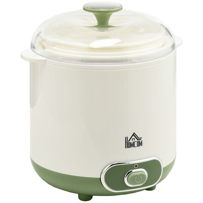 HOMCOM Yogurtera eléctrica con 2 recipientes de 1,5L, filtro para yogur griego y 2 tapas, potencia 20W, plástico blanco