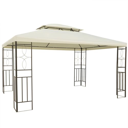 Outsunny Tonnlle de jardin barnum pavillion de jardin 3 x 3 double Toit avec moustiquaires amovibles imperméable blanc