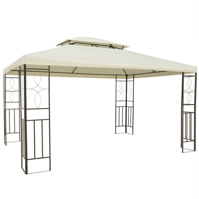 Outsunny Gazebo da Giardino Barnum Gazebo 3 x 3 Doppio Tetto con Zanzariere Rimovibili Impermeabile Bianco