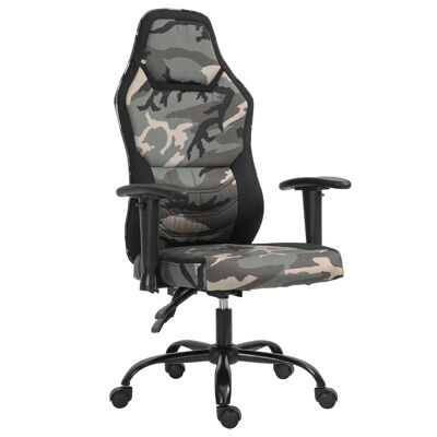 HOMCOM Militär-Gaming-Sessel – Gamer-Stuhl – verstellbar, Sitzhöhe und Armlehnen verstellbar, drehbar – schwarz-grünes Polyester