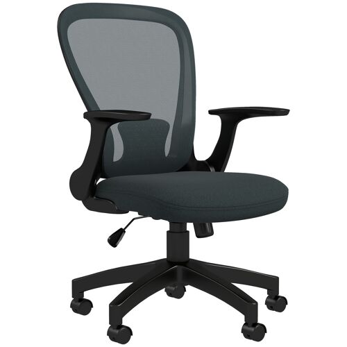 Vinsetto Chaise de bureau ergonomique, fauteuil de bureau, accoudoirs relevables, en maille, dossier à bascule, capacité 120 kg, hauteur réglable, fauteuil d'ordinateur, pivotante 360 °, gris