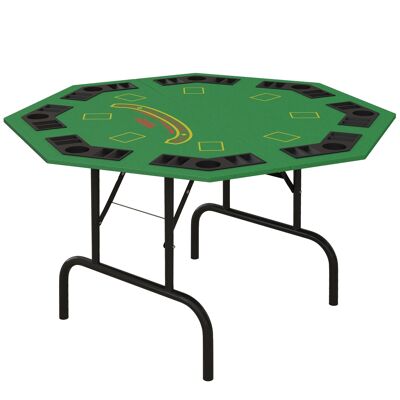 SPORTNOW Tavolo da Poker Pieghevole per 8 Giocatori, Tavolo da Gioco con Portabicchieri e Vassoio per Chip, 120 x 120 x 72 cm, Verde