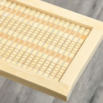 HOMCOM Paravent séparateur de pièce closion de séparation pliable 4 panneaux avec 2 étagères 180 x 180 cm bambou et bois de pin coloris naturel 9