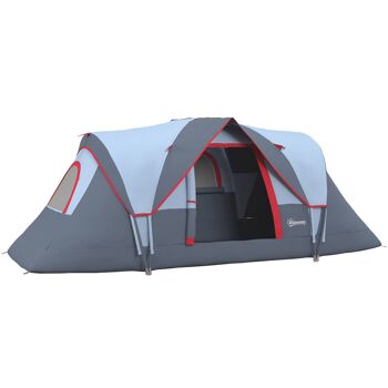 Outsunny Tente de camping familiale 5-6 pers. - tente tunelle étanche légère ventilée facile à monter - grande porte + 3 fenêtres - dim. 4,55L x 2,3l x 1,8H m fibre verre polyester oxford gris 1