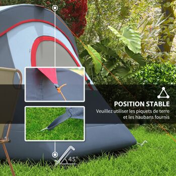 Outsunny Tente de camping familiale 5-6 pers. - tente tunelle étanche légère ventilée facile à monter - grande porte + 3 fenêtres - dim. 4,55L x 2,3l x 1,8H m fibre verre polyester oxford gris 7