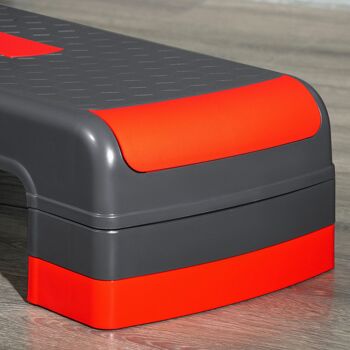 HOMCOM Stepper aérobic fitness hauteur réglable 3 niveaux surface antidérapante plastique 78 x 28 x 20 cm gris et rouge 8