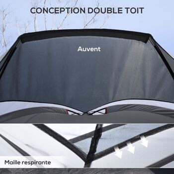 Outsunny Tente de camping 2-3 personnes, 3 à 4 saisons imperméable, fenêtres à mailles double couche, portable avec sac de transport, 355 x 190 x 170 cm gris 4