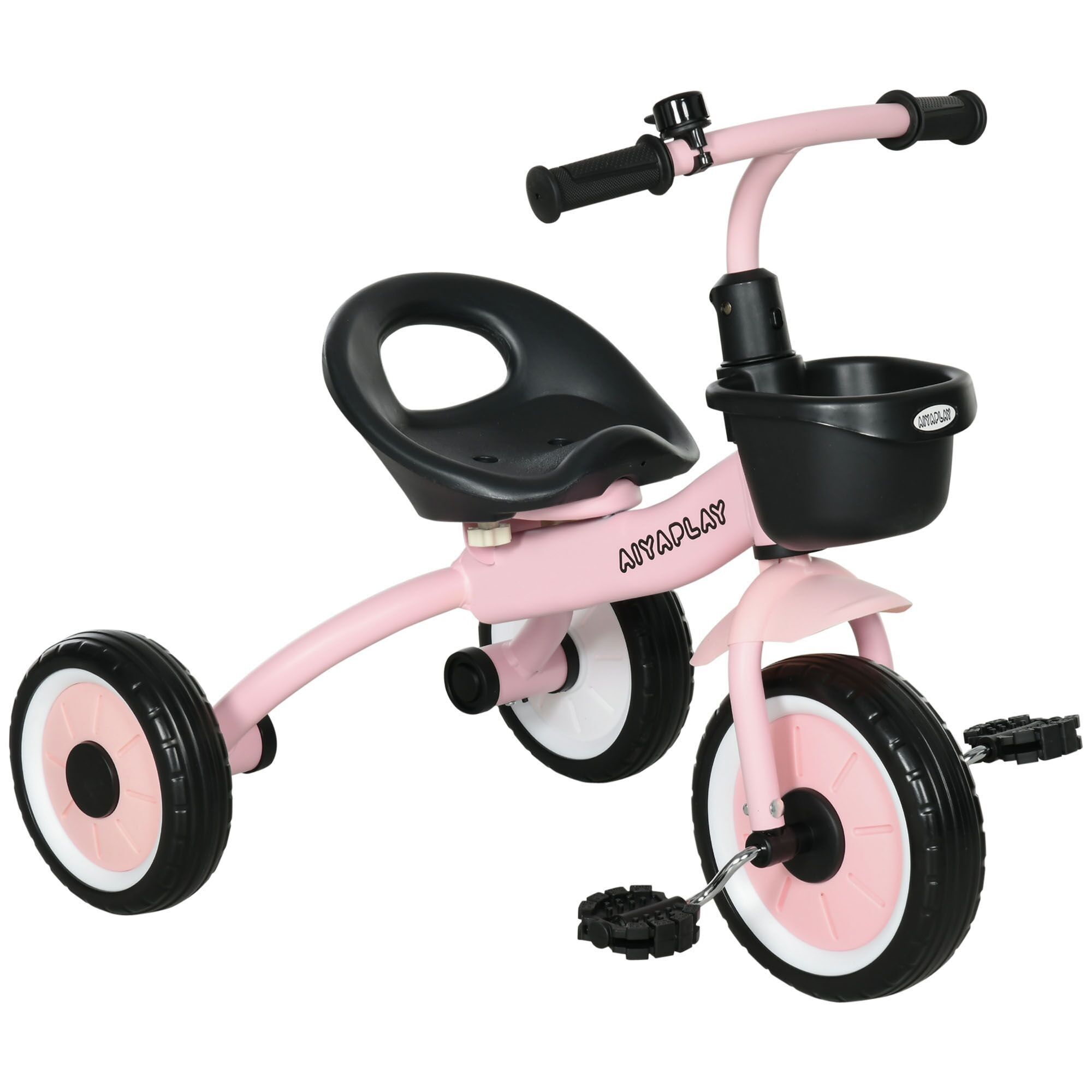 AIYAPLAY Tricycle enfants avec sonnette et panier - selle réglable avec dossier - pour enfant de 2 à 5 ans rose