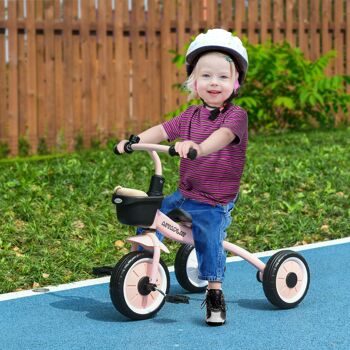 AIYAPLAY Tricycle enfants avec sonnette et panier - selle réglable avec dossier - pour enfant de 2 à 5 ans rose 2