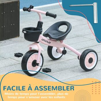 AIYAPLAY Tricycle enfants avec sonnette et panier - selle réglable avec dossier - pour enfant de 2 à 5 ans rose 7