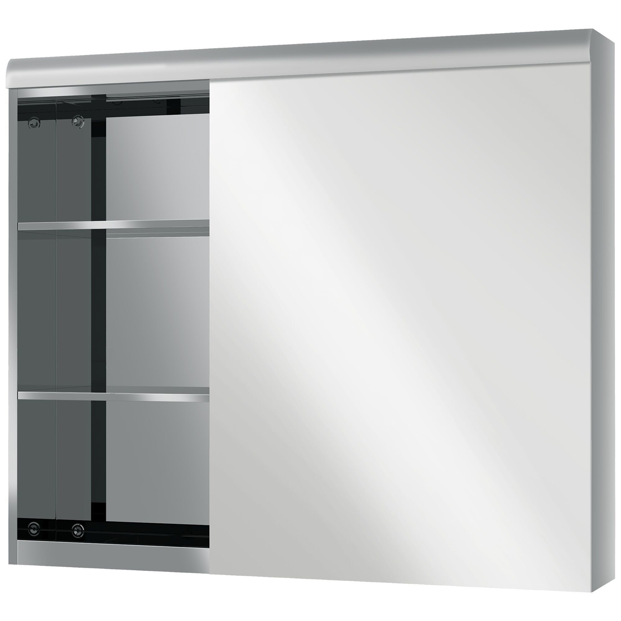 HOMCOM Mueble de pared para baño, mueble con espejo, 1 puerta, 3 niveles, estante ajustable, 70 x 13 x 60 cm